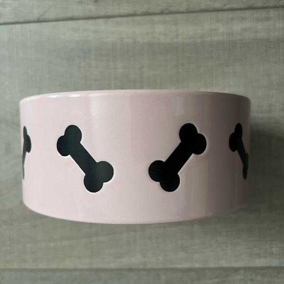 Pink Dog Bowl with Black Bone Design - Picture 4 of 7